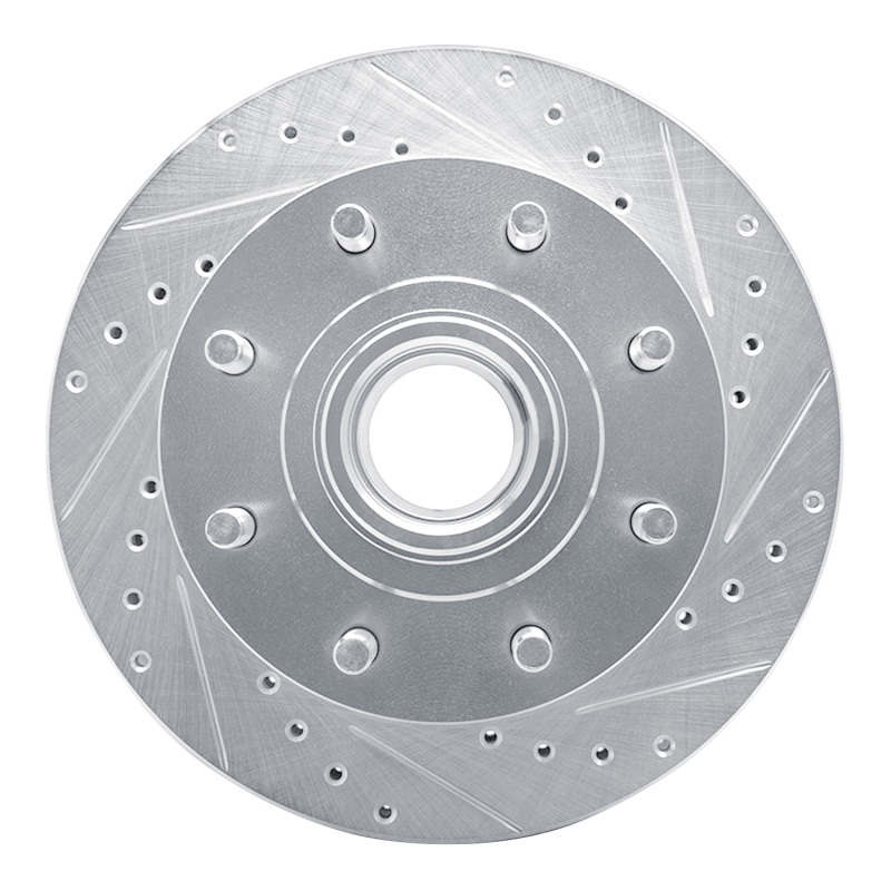 Chevrolet Suburban Brake Rotor (1) - Front Right - R1 Concepts - Drilled & Slotted - Silver - `92-`02